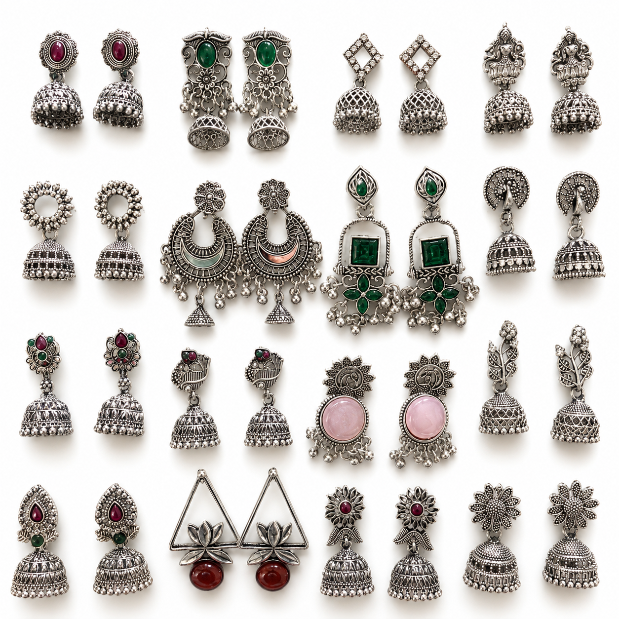 Premium Oxidized Silver Earrings Gift Set for Women | 16 Pair Ethnic Jewelry Collection | Perfect Gift for Wife, Girlfriend & Sister | HYPEHAVENHUB