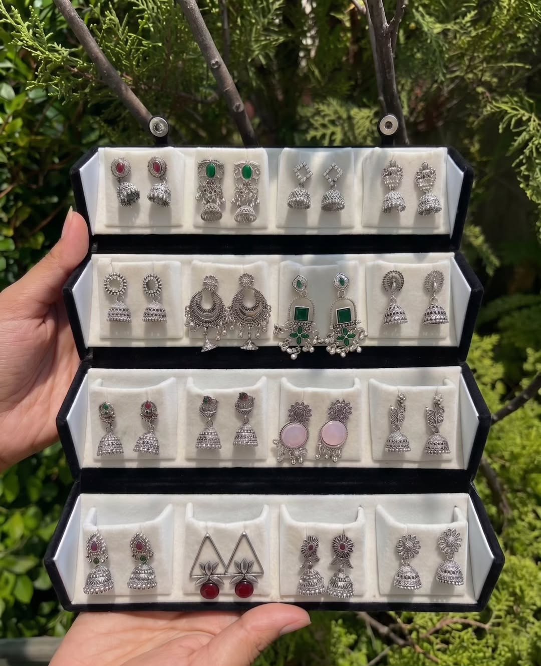Premium Oxidized Silver Earrings Gift Set for Women | 16 Pair Ethnic Jewelry Collection | Perfect Gift for Wife, Girlfriend & Sister | HYPEHAVENHUB