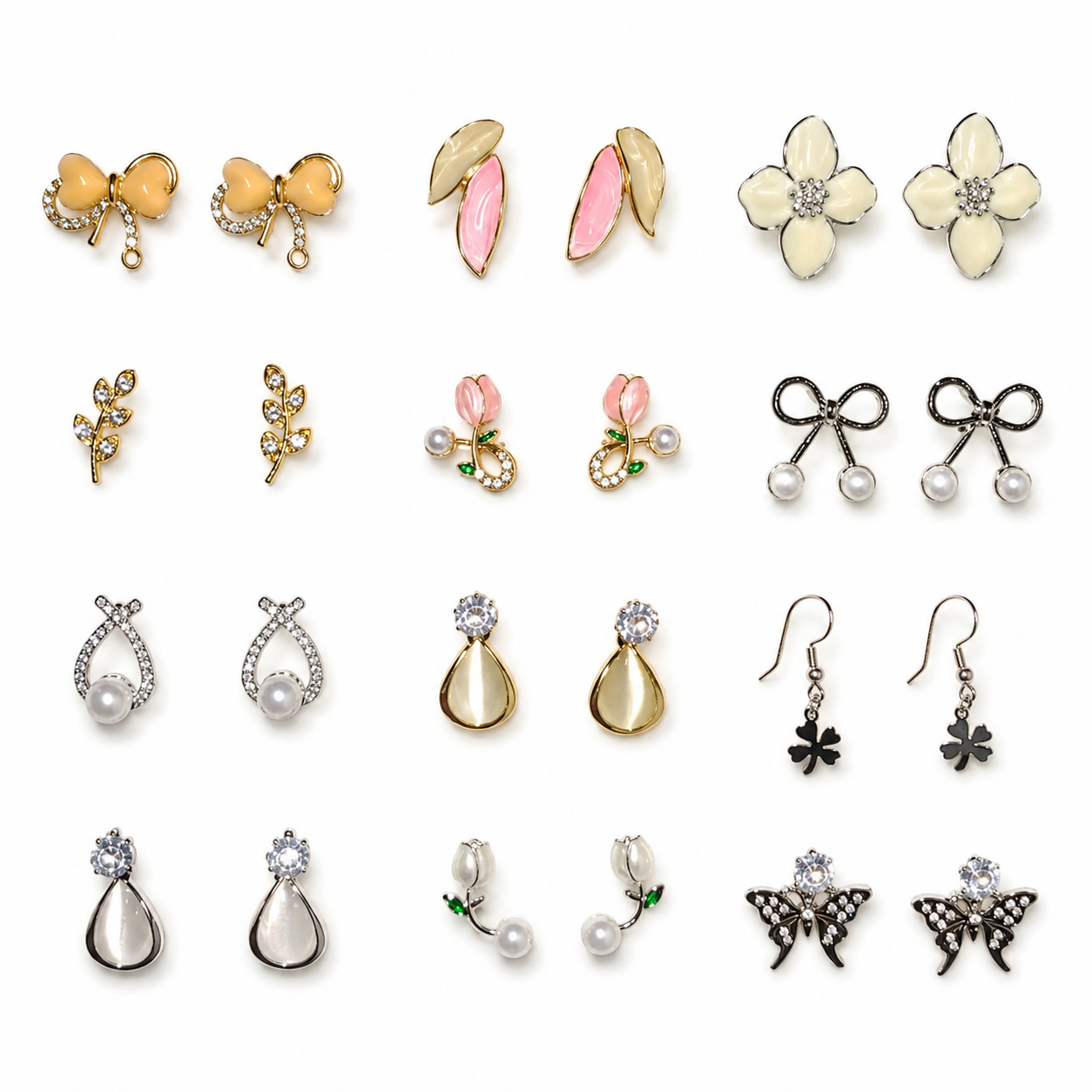 Korean Style Pearl Stud Earrings Set – 12 Pair Combo for Girls & Women. - 4