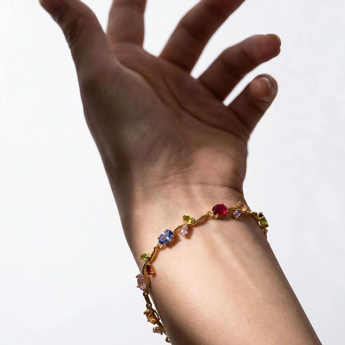 ruby collection Stainless Steel Sapphire, Emerald, Ruby, Peridot Gold-plated Bracelet. - 5