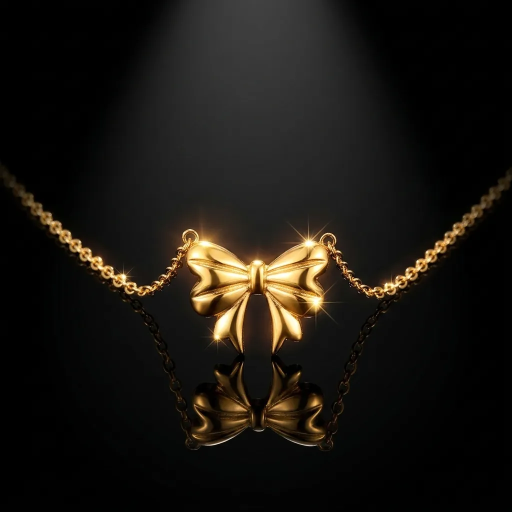 HYPEHAVENHUB Luxury Anti Tarnish Golden Bow Necklace – Elegant Korean Ribbon Pendant Chain. - 4